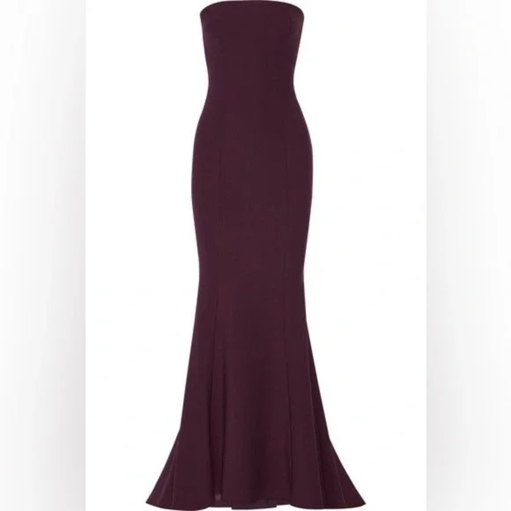 Elizabeth & James Kendra Strapless Plum Gown